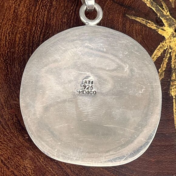 Vintage Sand Dollar Necklace 925 Large Shell Pendant ATI Mexico jewelry - Picture 7 of 10